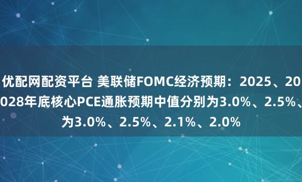 优配网配资平台 美联储FOMC经济预期：2025、2026、2027、2028年底核心PCE通胀预期中值分别为3.0%、2.5%、2.1%、2.0%
